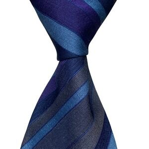 B.J. Ernst Vintage 60s Striped Tie Necktie Blue Purple Grey Wool Blend Union USA